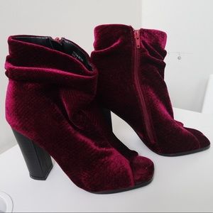 Burgundy Ankle Bootie with Open Toe